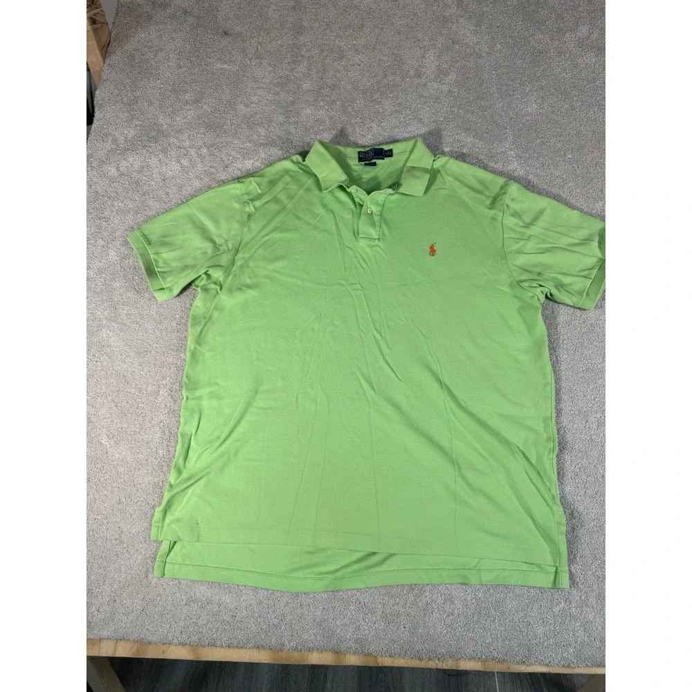 Polo Ralph Lauren Vintage Polo x-Large‎ Green Soft Touch Orange Pony Preppy